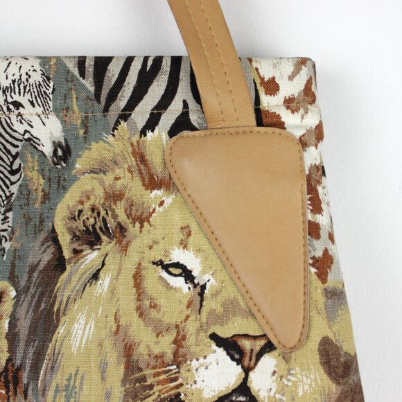 Vintage 15" Wild Animal Canvas Tote Bag - Picture 9 of 10